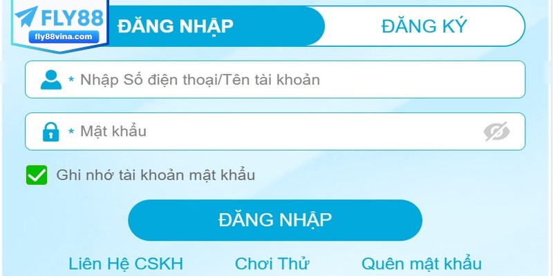 Người chơi cần phải nhập chính xác thông tin đăng nhập FLY88